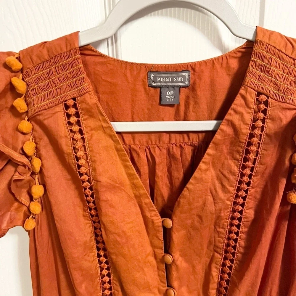 J.Crew Point Sur Pom-pom dress in cotton voile